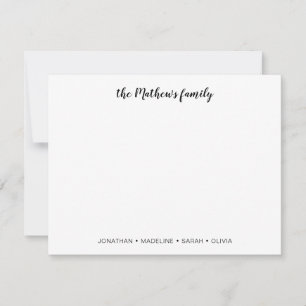Elegant Script Family Achternaam Black Note Card Notitiekaartje