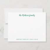 Elegant Script Family Achternaam Forest Green Notitiekaartje (Voorkant)
