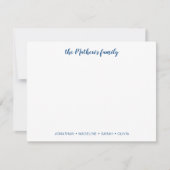 Elegant Script Family Achternaam Navy Blue Notitiekaartje (Voorkant)