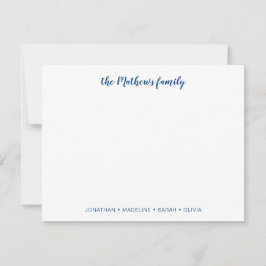 Elegant Script Family Achternaam Navy Blue Notitiekaartje