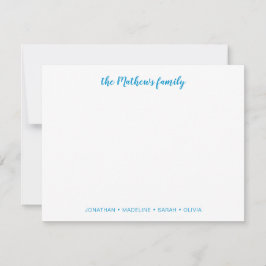 Elegant Script Family Achternaam Ocean Blue Notitiekaartje