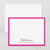 Elegant Script Family Hot Pink Square Border Notitiekaartje (Voorkant / Achterkant)