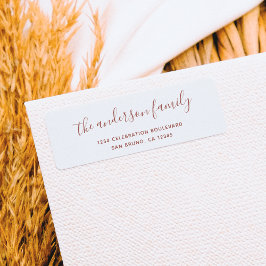 Elegant Script Family Name Holiday Return-adres Etiket