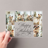 Elegant Script Family Photo Collage Christmas Card Acryl Uitnodigingen (Insitu (Draagbaar))