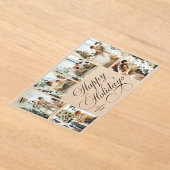 Elegant Script Family Photo Collage Christmas Card Acryl Uitnodigingen (Laagn)