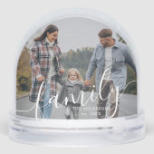 Elegant Script "Family" Photo Snow Globe Sneeuwbol (Achterkant)