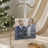 Elegant Script Father of the Groom Photo Keepsake Glas Ornament