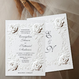 Elegant Script Faux Embossed Rozen Formele bruilof Kaart