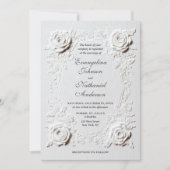 Elegant Script Faux Embossed Rozen Formele bruilof Kaart (Voorkant)