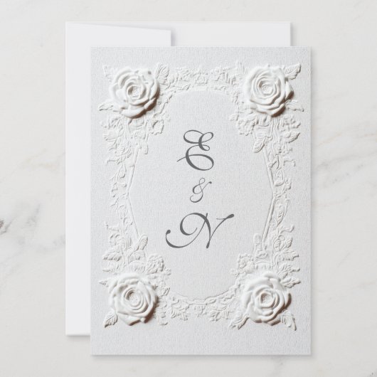 Elegant Script Faux Embossed Rozen Formele bruilof Kaart (Achterkant)
