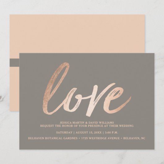 Elegant Script Faux Foil Love Kaart (Voorkant / Achterkant)