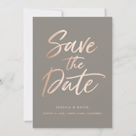 Elegant Script Faux Foil Save the Date (Voorkant)