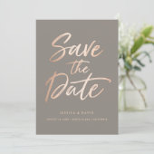 Elegant Script Faux Foil Save the Date (Staand voorkant)