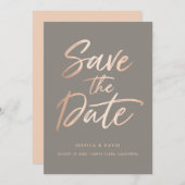 Elegant Script Faux Foil Save the Date (Voorkant / Achterkant)
