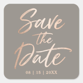 Elegant Script Faux Folie De datum opslaan Vierkante Sticker