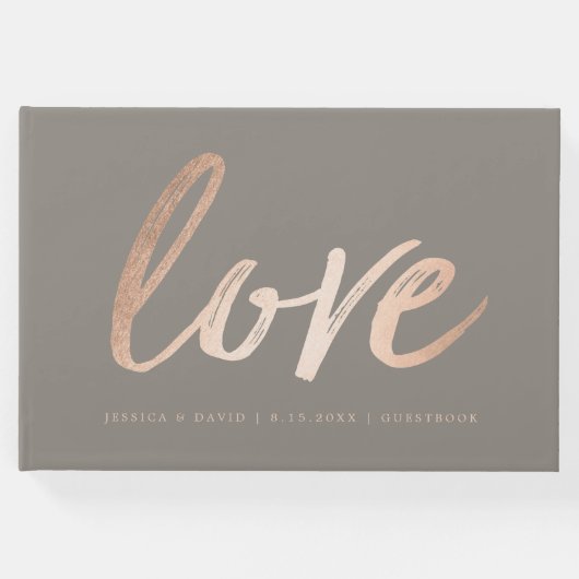 Elegant Script Faux Folie Gastenboek (Voorkant)