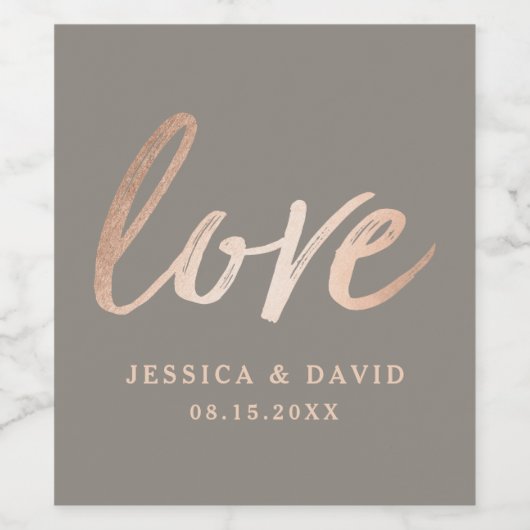 Elegant Script Faux Folie Liefde Wijn Etiket (Enkel label)