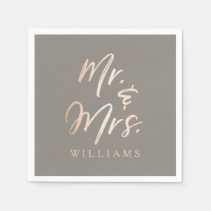 Elegant Script Faux Folie Mr & Mrs Servetten