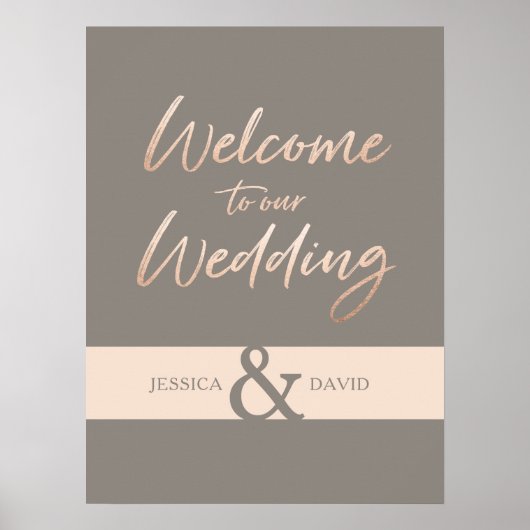 Elegant Script Faux Folie Wedding Poster (Voorkant)