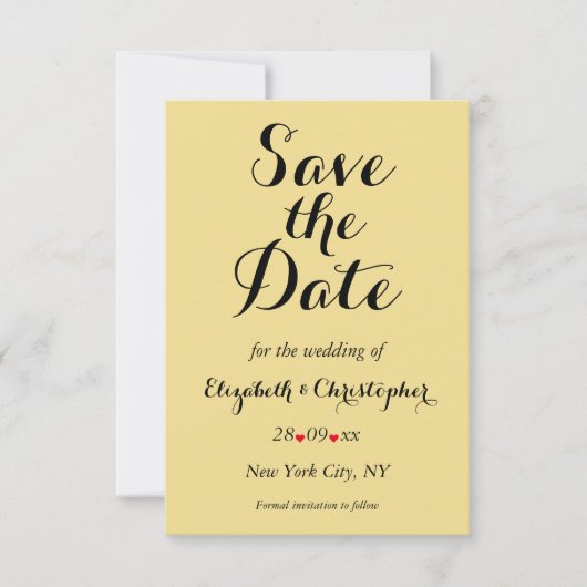 Elegant Script Faux Gold Black Wedding Verloving Save The Date (Voorkant)
