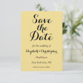 Elegant Script Faux Gold Black Wedding Verloving Save The Date (Staand voorkant)