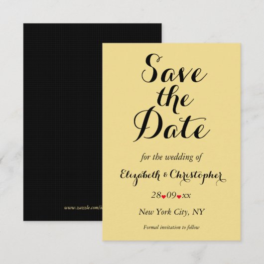 Elegant Script Faux Gold Black Wedding Verloving Save The Date (Voorkant / Achterkant)