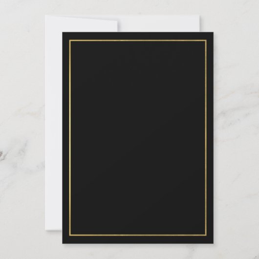 Elegant Script Faux Gold Border Black Wedding Kaart (Achterkant)