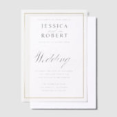 Elegant Script Faux Gold Border Wedding Vellum Uitnodigingen (Offset)