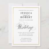 Elegant Script Faux Gold Border Weduwuitnodiging Kaart (Voorkant)