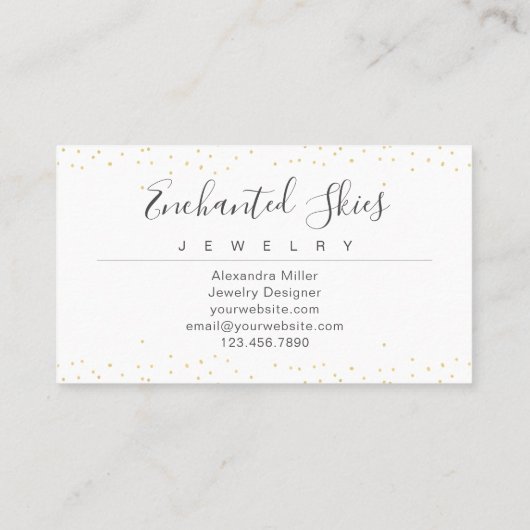 Elegant Script Faux Gold Confetti Visitekaartje (Achterkant)