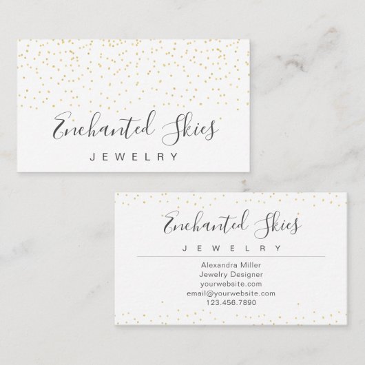 Elegant Script Faux Gold Confetti Visitekaartje (Voorkant / Achterkant)