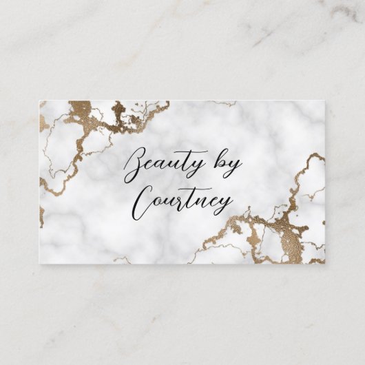 Elegant Script Faux Gold Marble Beauty Salon Klantenkaartje (Achterkant)