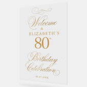 Elegant Script Faux Gold Verjaardag Welkom Acryl Bord (Hoek)