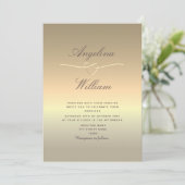 Elegant Script Faux Gold Wedding Invitation Kaart (Staand voorkant)