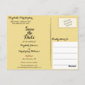 Elegant Script Faux Gold Wedding Save the Date Briefkaart (Achterkant)