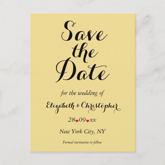 Elegant Script Faux Gold Wedding Save the Date Briefkaart (Voorkant)