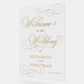 Elegant Script Faux Gold Wedding Welkom Acryl Bord (Hoek)