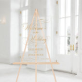 Elegant Script Faux Gold Wedding Welkom Acryl Bord