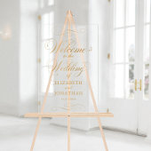Elegant Script Faux Gold Wedding Welkom Acryl Bord