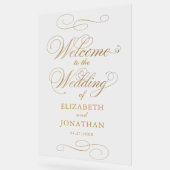 Elegant Script Faux Gold Wedding Welkom Acryl Bord (Hoek)