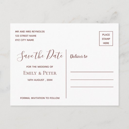 Elegant Script Faux Roos Gold Weddenfoto Aankondigingskaart (Achterkant)