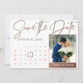Elegant Script Faux Roos Gold Weddenfoto Save The Date (Voorkant)