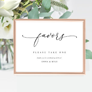 Elegant Script Favors Trouwtafel Teken Poster