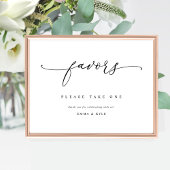Elegant Script Favors Trouwtafel Teken Poster