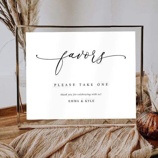 Elegant Script Favors Trouwtafel Teken Poster