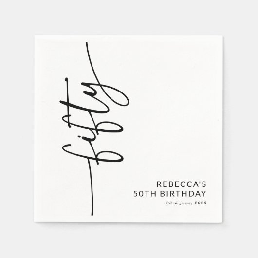 Elegant Script Fifty 50e Verjaardag Servet (Voorkant)