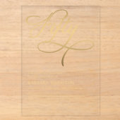 Elegant Script Fifty Black Gold 50ste Verjaardag Acryl Uitnodigingen (Voorkant)