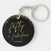Elegant Script Fifty en Fabulous Acryl Sleutelhang Sleutelhanger (Achterkant)