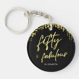 Elegant Script Fifty en Fabulous Acryl Sleutelhang Sleutelhanger
