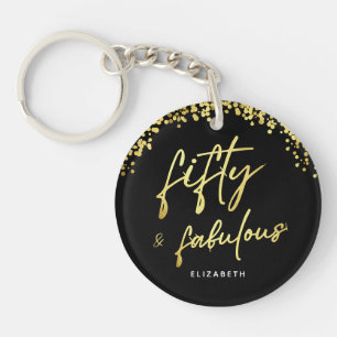 Elegant Script Fifty en Fabulous Acryl Sleutelhang Sleutelhanger